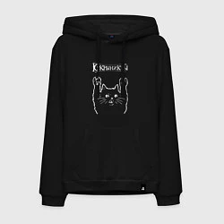 Толстовка-худи хлопковая мужская Кукрыниксы рок кот, цвет: черный