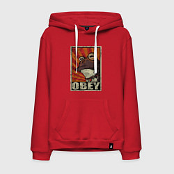 Толстовка-худи хлопковая мужская Obey frog, цвет: красный