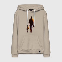 Толстовка-худи хлопковая мужская Отец и его сын, цвет: миндальный