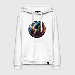 Толстовка-худи хлопковая мужская Мяч лидера, цвет: белый