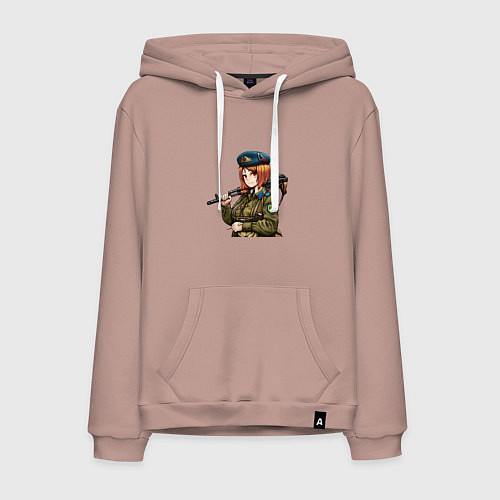 Мужская толстовка-худи Девушка в форме / Пыльно-розовый – фото 1