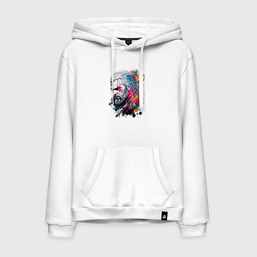 Мужская толстовка-худи Ведьмак в стиле Арт / Белый – фото 1