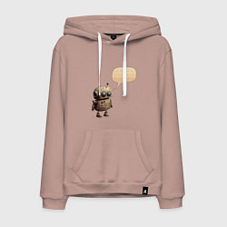 Толстовка-худи хлопковая мужская Мысли робота, цвет: пыльно-розовый