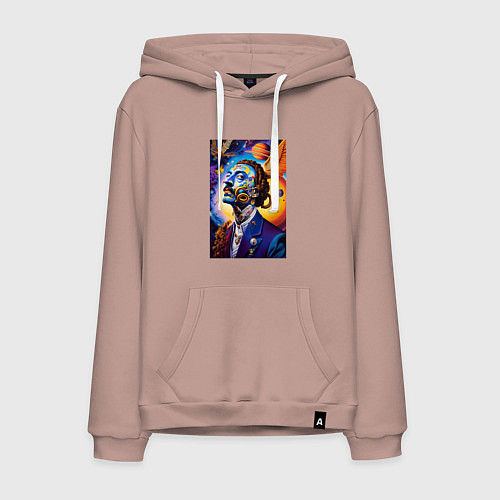 Мужская толстовка-худи Портрет Сальвадора Дали / Пыльно-розовый – фото 1