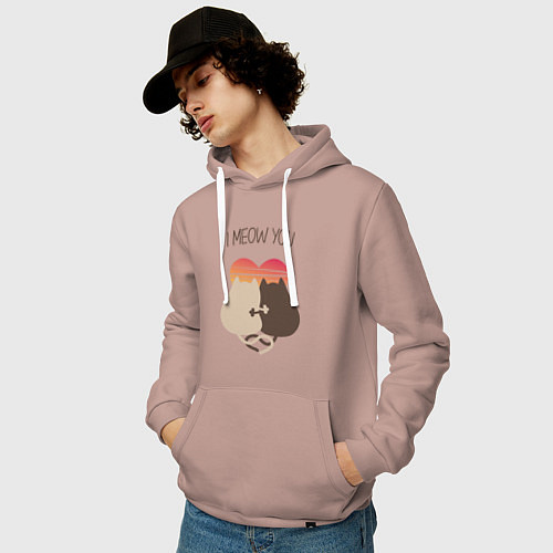 Мужская толстовка-худи Коты на закате / Пыльно-розовый – фото 3