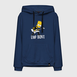 Толстовка-худи хлопковая мужская Limp Bizkit Барт Симпсон рокер, цвет: тёмно-синий