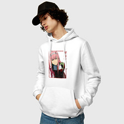 Толстовка-худи хлопковая мужская Zero Two anime girl, цвет: белый — фото 2