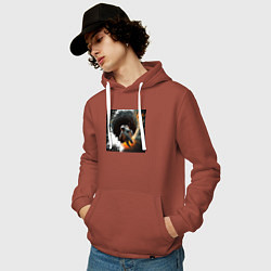 Толстовка-худи хлопковая мужская Выход в открытый космос, цвет: кирпичный — фото 2