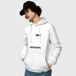 Толстовка-худи хлопковая мужская День таксиста, цвет: белый — фото 2