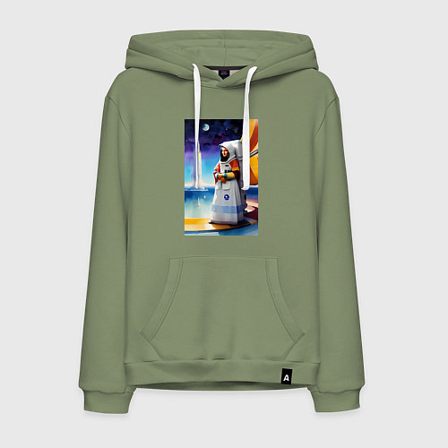 Мужская толстовка-худи Space Gioconda - neural network - cyberpunk / Авокадо – фото 1