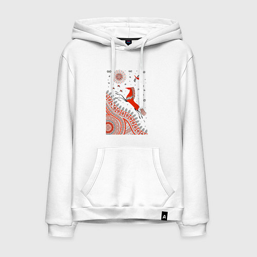 Мужская толстовка-худи Мезенский конь / Белый – фото 1