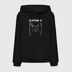 Толстовка-худи хлопковая мужская Deftones rock cat, цвет: черный