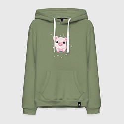 Толстовка-худи хлопковая мужская Пухляш, цвет: авокадо