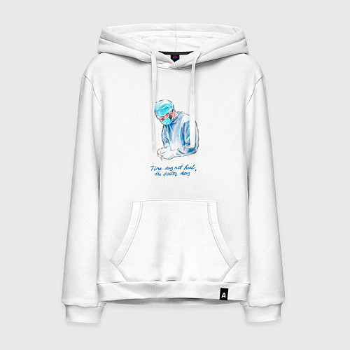Мужская толстовка-худи Лечит не время - лечит доктор / Белый – фото 1