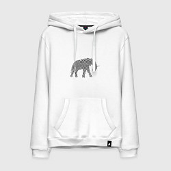 Толстовка-худи хлопковая мужская Слон в клеточку, цвет: белый