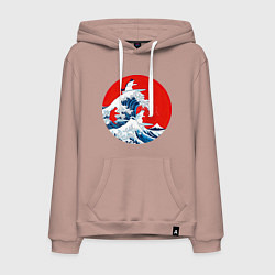 Толстовка-худи хлопковая мужская Японская волна с котами, цвет: пыльно-розовый