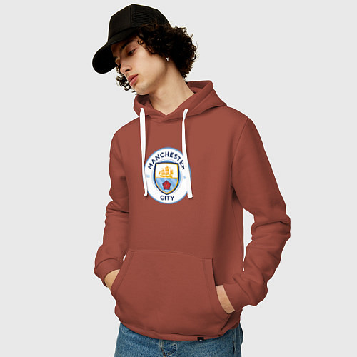 Мужская толстовка-худи Manchester City FC / Кирпичный – фото 3
