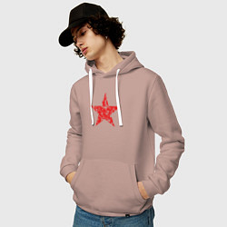 Толстовка-худи хлопковая мужская Star USSR, цвет: пыльно-розовый — фото 2