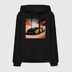 Толстовка-худи хлопковая мужская Lamborghini Aventador, цвет: черный