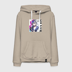 Толстовка-худи хлопковая мужская Sweet Silver Wolf, цвет: миндальный