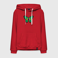 Толстовка-худи хлопковая мужская Бразилия бабочка, цвет: красный