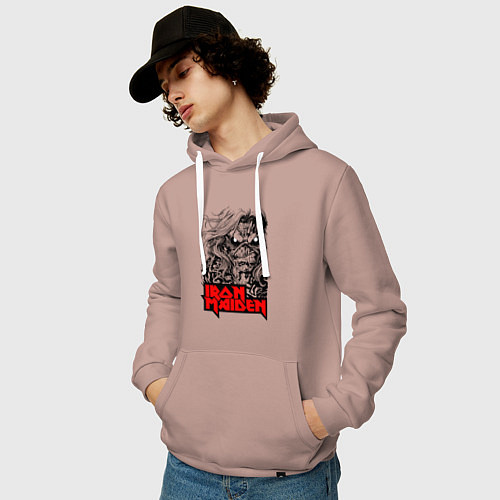 Мужская толстовка-худи Iron Maiden eyes / Пыльно-розовый – фото 3