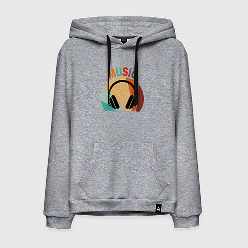 Мужская толстовка-худи Music phones / Меланж – фото 1