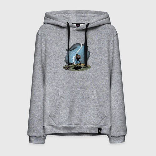 Мужская толстовка-худи Дурак на холме ловит молнию / Меланж – фото 1