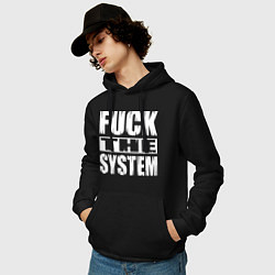 Толстовка-худи хлопковая мужская SoD - f**k the system, цвет: черный — фото 2