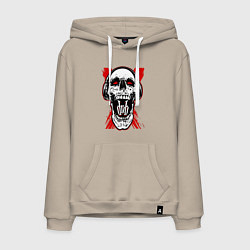 Толстовка-худи хлопковая мужская DnB skull, цвет: миндальный