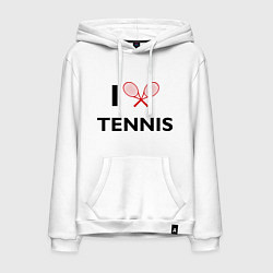 Толстовка-худи хлопковая мужская I Love Tennis, цвет: белый