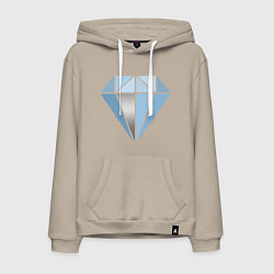Толстовка-худи хлопковая мужская Голубой кристалл с серебряной гранью, цвет: миндальный