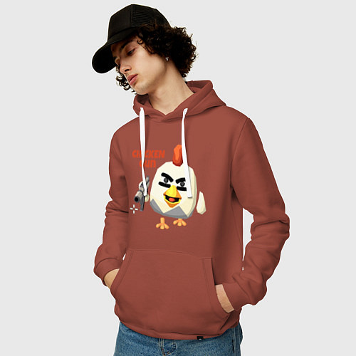Мужская толстовка-худи Chicken Gun злой / Кирпичный – фото 3