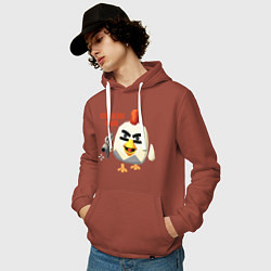 Толстовка-худи хлопковая мужская Chicken Gun злой, цвет: кирпичный — фото 2