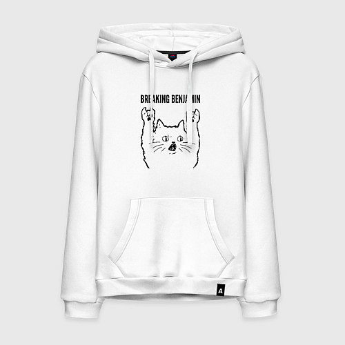 Мужская толстовка-худи Breaking Benjamin - rock cat / Белый – фото 1