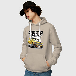 Толстовка-худи хлопковая мужская Russia tuning car, цвет: миндальный — фото 2
