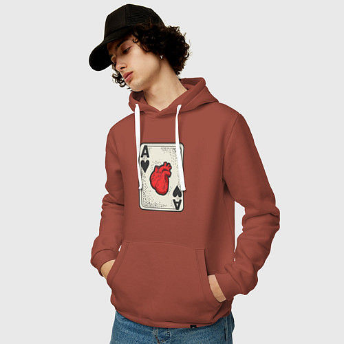 Мужская толстовка-худи Туз сердца / Кирпичный – фото 3