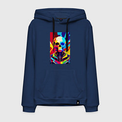 Толстовка-худи хлопковая мужская Pop art skull, цвет: тёмно-синий