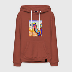 Толстовка-худи хлопковая мужская Погонщик верблюда, цвет: кирпичный