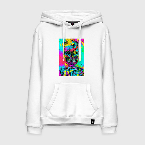 Мужская толстовка-худи Cool skull - pop art - vogue / Белый – фото 1