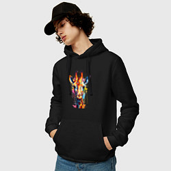 Толстовка-худи хлопковая мужская Граффити с жирафом, цвет: черный — фото 2