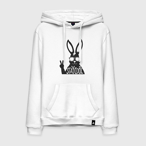 Мужская толстовка-худи Stay cool rabbit / Белый – фото 1