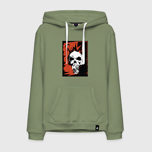 Мужская толстовка-худи Punks skull / Авокадо – фото 1