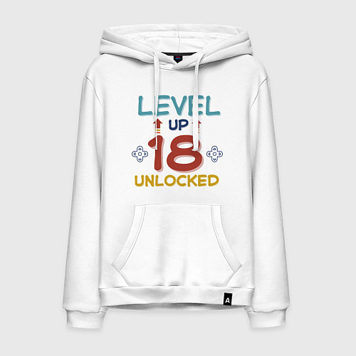 Мужская толстовка-худи 18 уровень разблокирован / Белый – фото 1