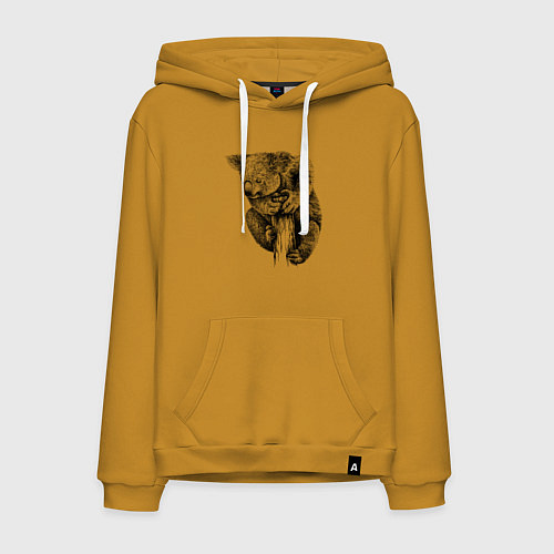 Мужская толстовка-худи Коала забралась на дерево / Горчичный – фото 1