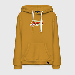 Толстовка-худи хлопковая мужская Пора осени, цвет: горчичный