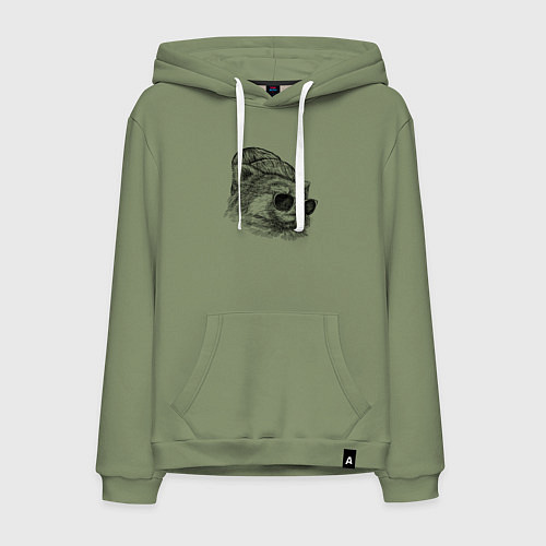 Мужская толстовка-худи Красная панда в шапке / Авокадо – фото 1