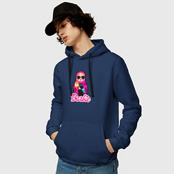 Толстовка-худи хлопковая мужская Девочка Барби, цвет: тёмно-синий — фото 2