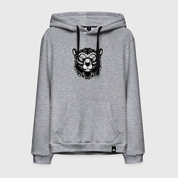 Толстовка-худи хлопковая мужская Медвежья голова, цвет: меланж