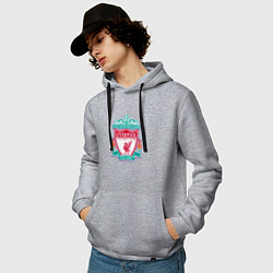 Толстовка-худи хлопковая мужская Liverpool fc sport collection, цвет: меланж — фото 2